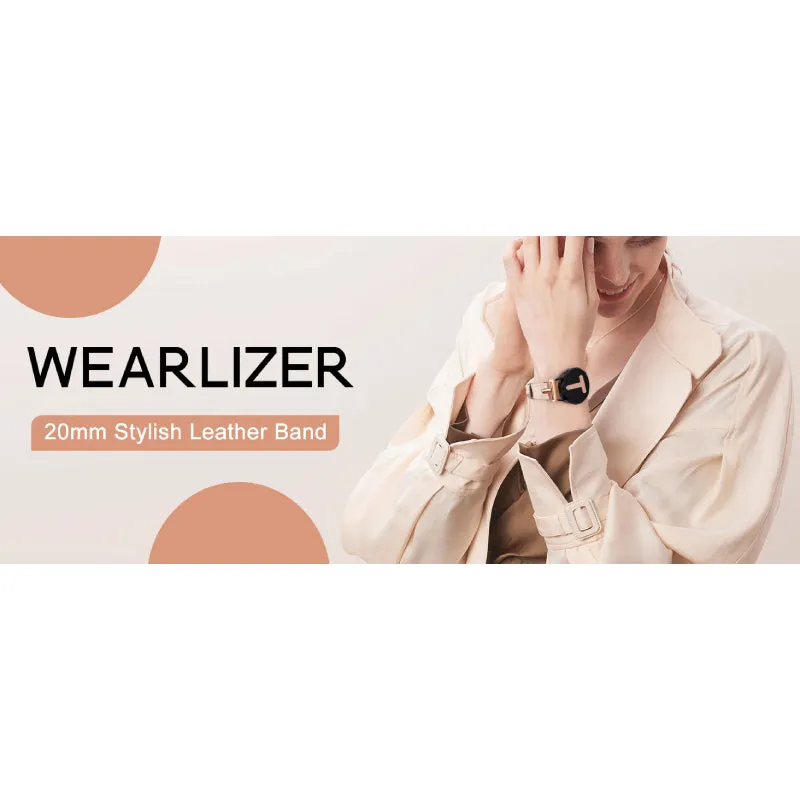 Wearlizer Leather Band Compatible with Samsung Galaxy Watch 5/4 Band 40mm 44mm/Watch 5 Pro 45mm/Watch 4 Classic 42mm 46mm, 20mm Watch Band Women with T-Shape Buckle for Active 2 40mm 44mm/Watch 3 41mm