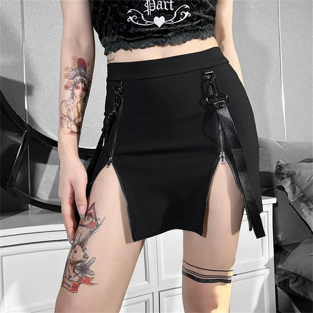 win2win Punk Goth Skirt Black Gothic Grunge Y2k Skirts for Women or Teen Girls