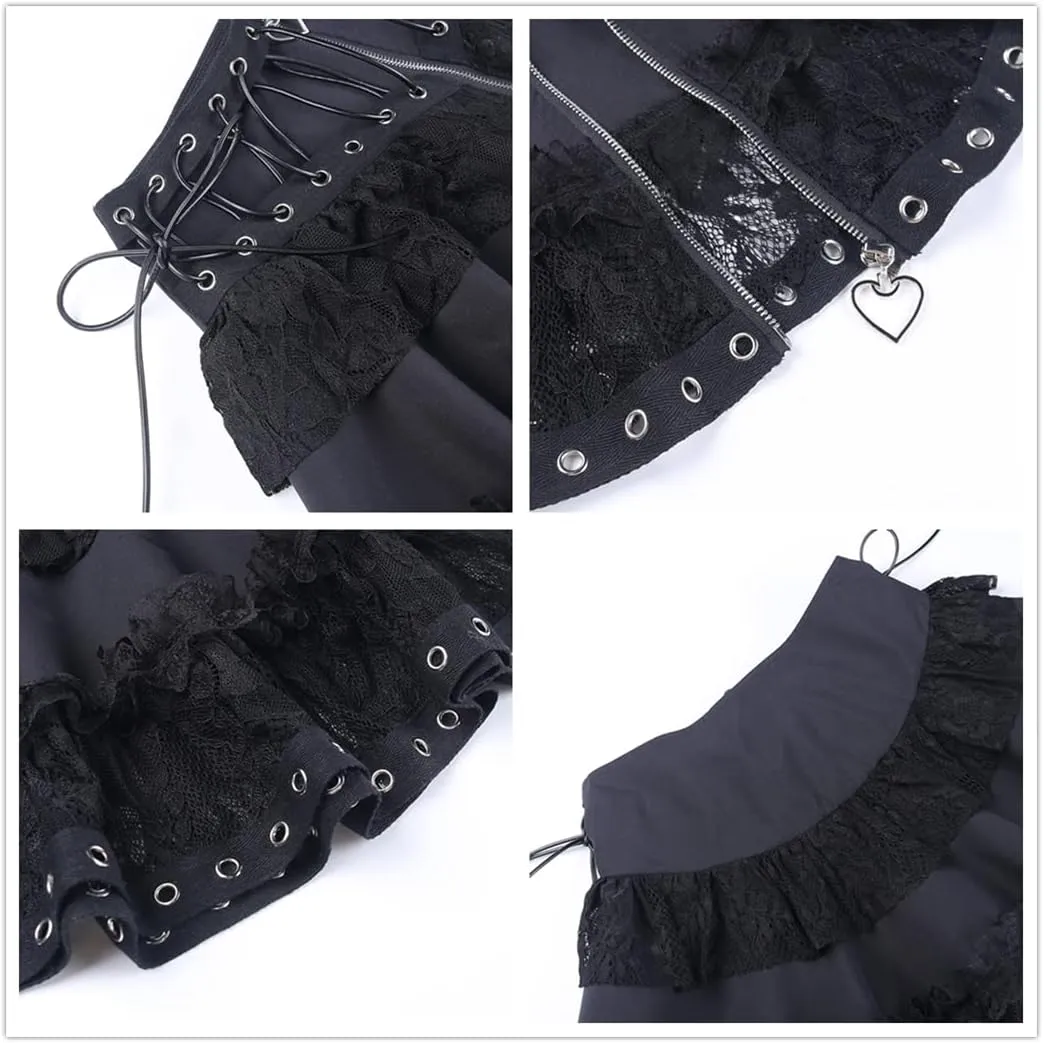 win2win Punk Goth Skirt Black Gothic Grunge Y2k Skirts for Women or Teen Girls