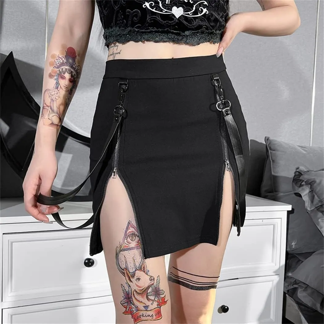 win2win Punk Goth Skirt Black Gothic Grunge Y2k Skirts for Women or Teen Girls