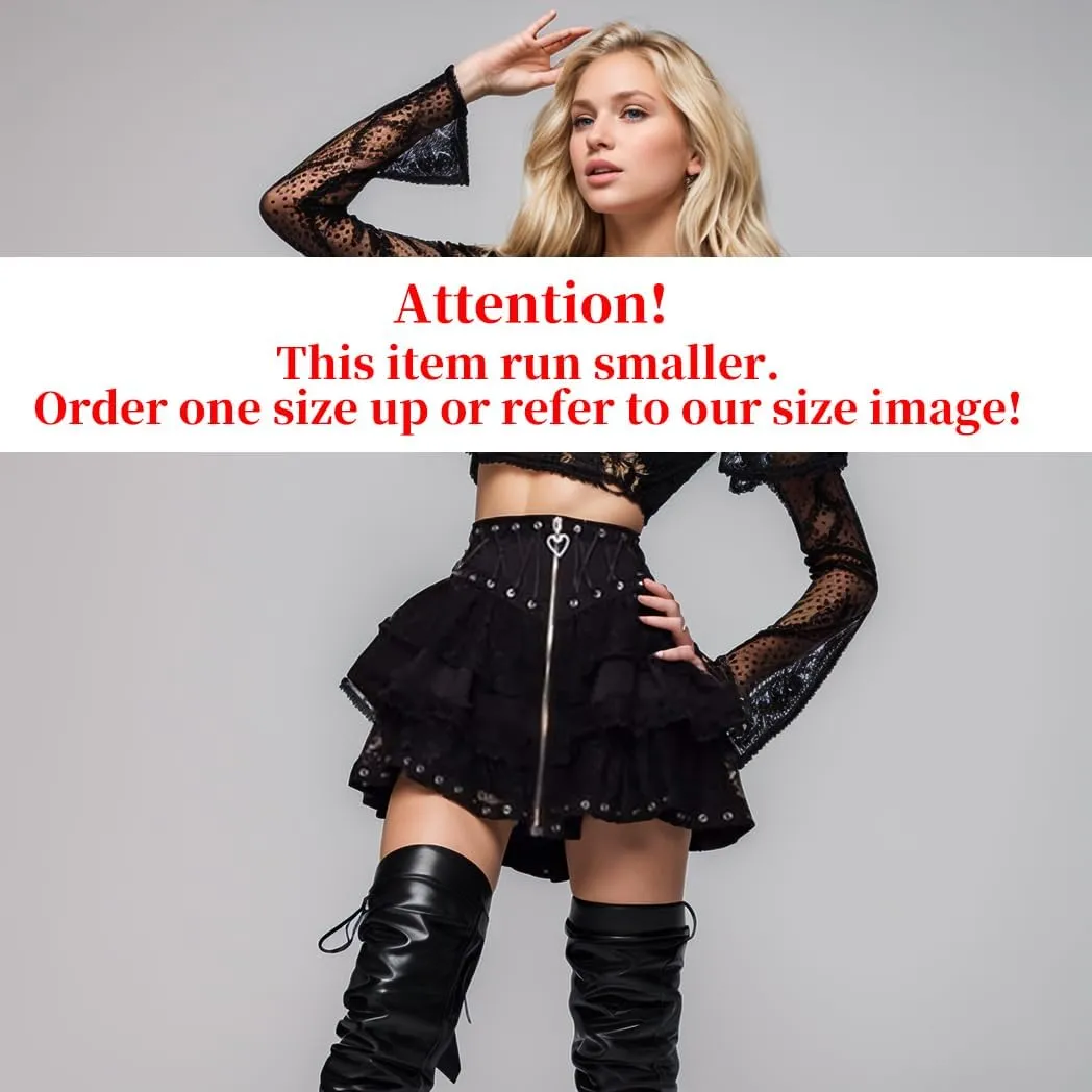 win2win Punk Goth Skirt Black Gothic Grunge Y2k Skirts for Women or Teen Girls