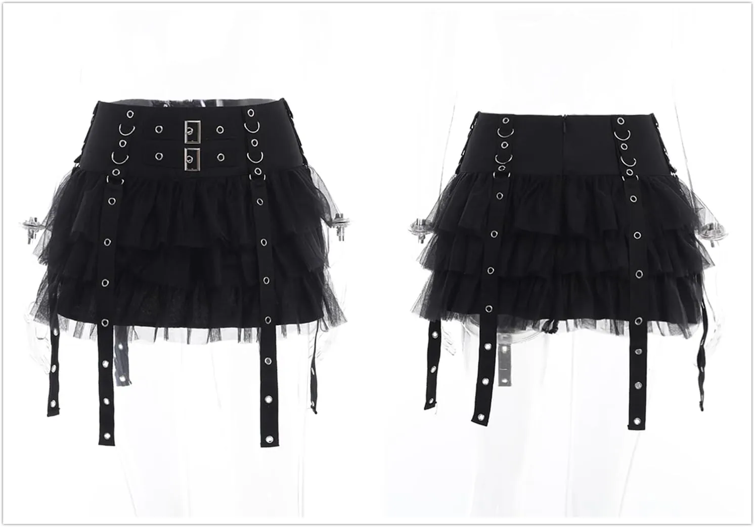 win2win Punk Goth Skirt Black Gothic Grunge Y2k Skirts for Women or Teen Girls