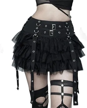win2win Punk Goth Skirt Black Gothic Grunge Y2k Skirts for Women or Teen Girls