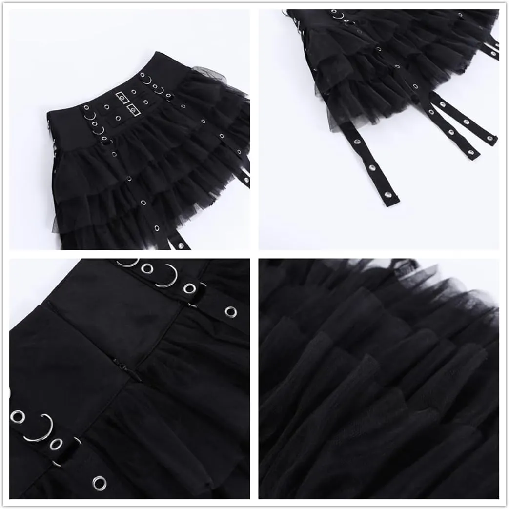 win2win Punk Goth Skirt Black Gothic Grunge Y2k Skirts for Women or Teen Girls