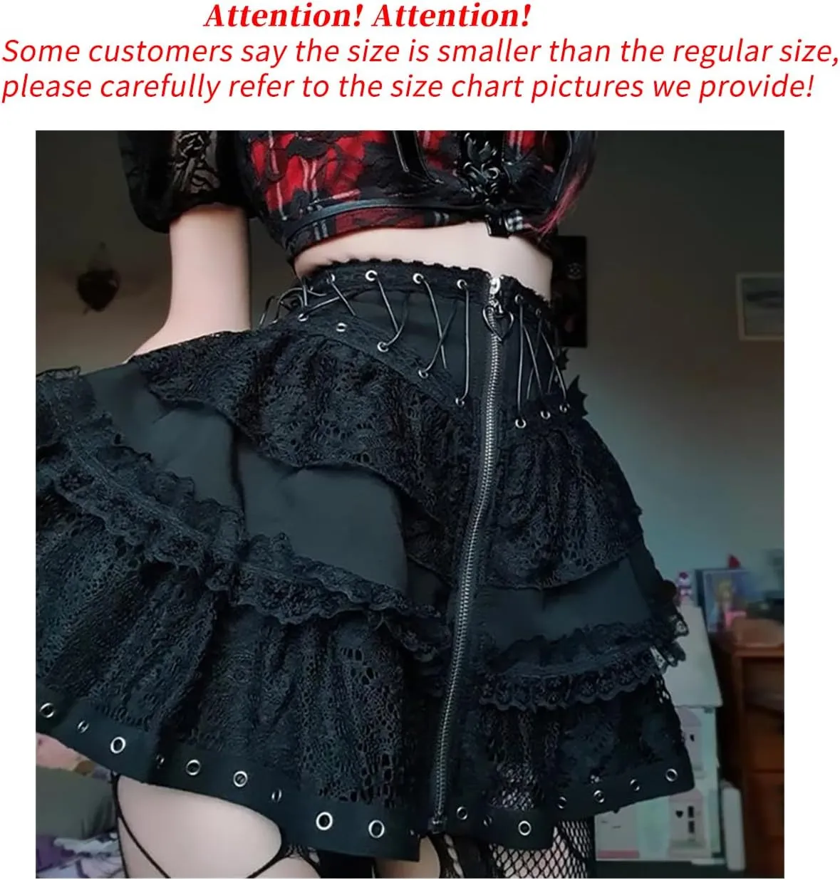 win2win Punk Goth Skirt Black Gothic Grunge Y2k Skirts for Women or Teen Girls