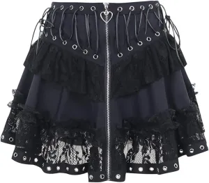 win2win Punk Goth Skirt Black Gothic Grunge Y2k Skirts for Women or Teen Girls