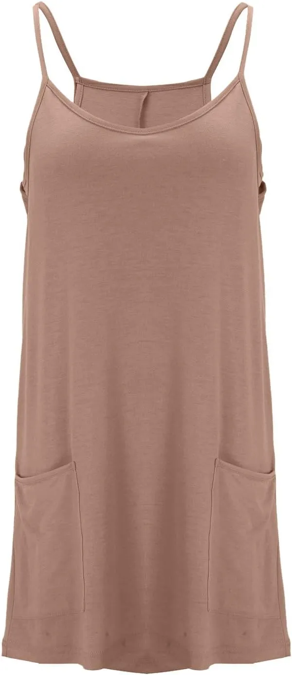 Women Athletic Sleeveless Mini Dress with Built-in Shorts V Neck Spaghetti Strap Sundress with Pockets Tennis Outfits