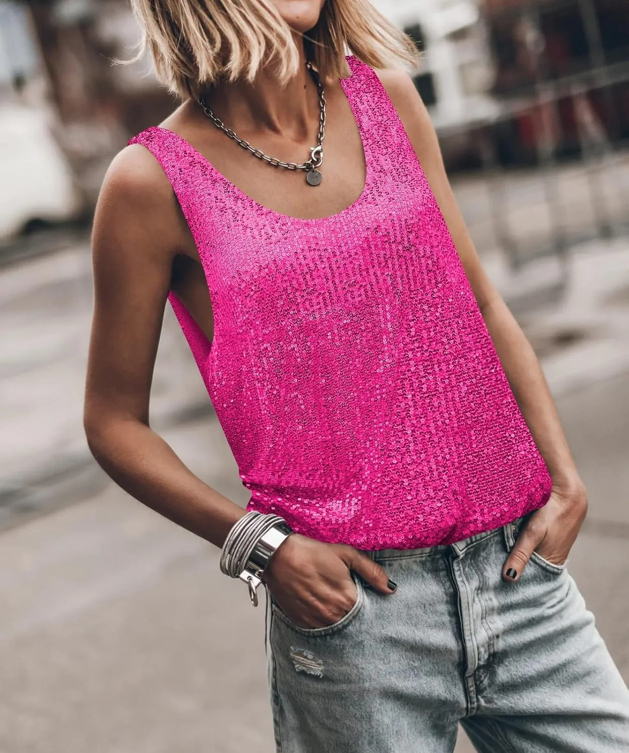 Women Sequin Sparkle Halter Crop Top Sexy Cowl Neck Backless Beaded Cami Tank Tops Y2K Glitter Party Rave Outfits