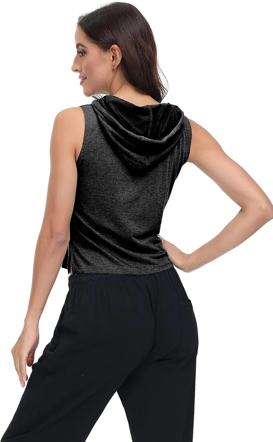 Womens 2 Pack Workout Tops Sleeveless Hooded Tank Top Casual Athletic Gym Exercise Shirts for Women