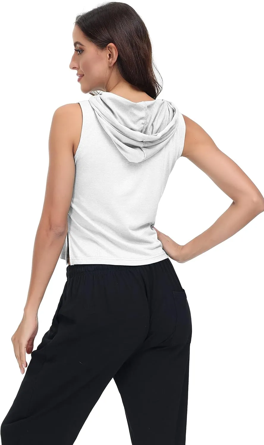 Womens 2 Pack Workout Tops Sleeveless Hooded Tank Top Casual Athletic Gym Exercise Shirts for Women