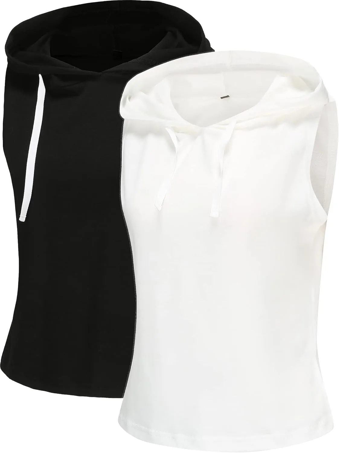Womens 2 Pack Workout Tops Sleeveless Hooded Tank Top Casual Athletic Gym Exercise Shirts for Women