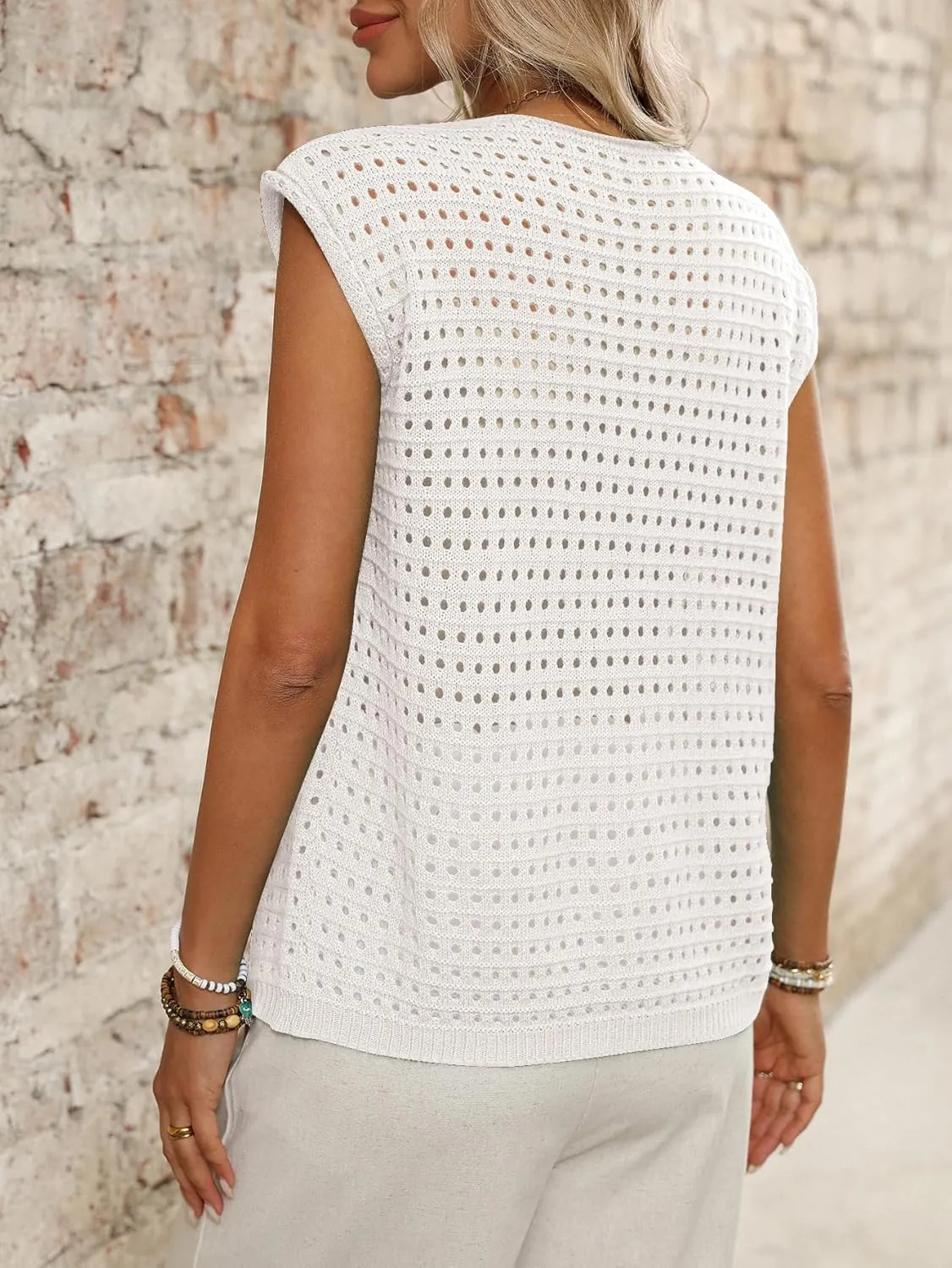 Women's 2025 Summer Short Sleeve Cardigan Sweater Tops Hollow Out Tie Front Y2k Crochet Vest Knit Beach Cover Ups