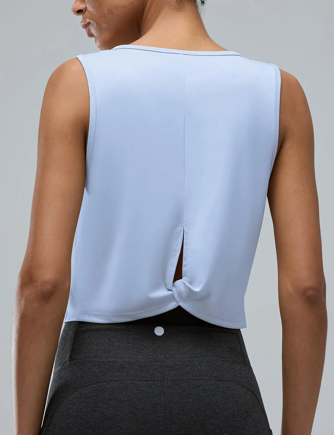 Women's Back-Knotted Workout Crop Tank Tops Athletic Sleeveless Cute Gym Shirts Running