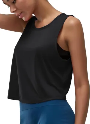 Women's Back-Knotted Workout Crop Tank Tops Athletic Sleeveless Cute Gym Shirts Running