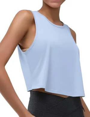 Women's Back-Knotted Workout Crop Tank Tops Athletic Sleeveless Cute Gym Shirts Running