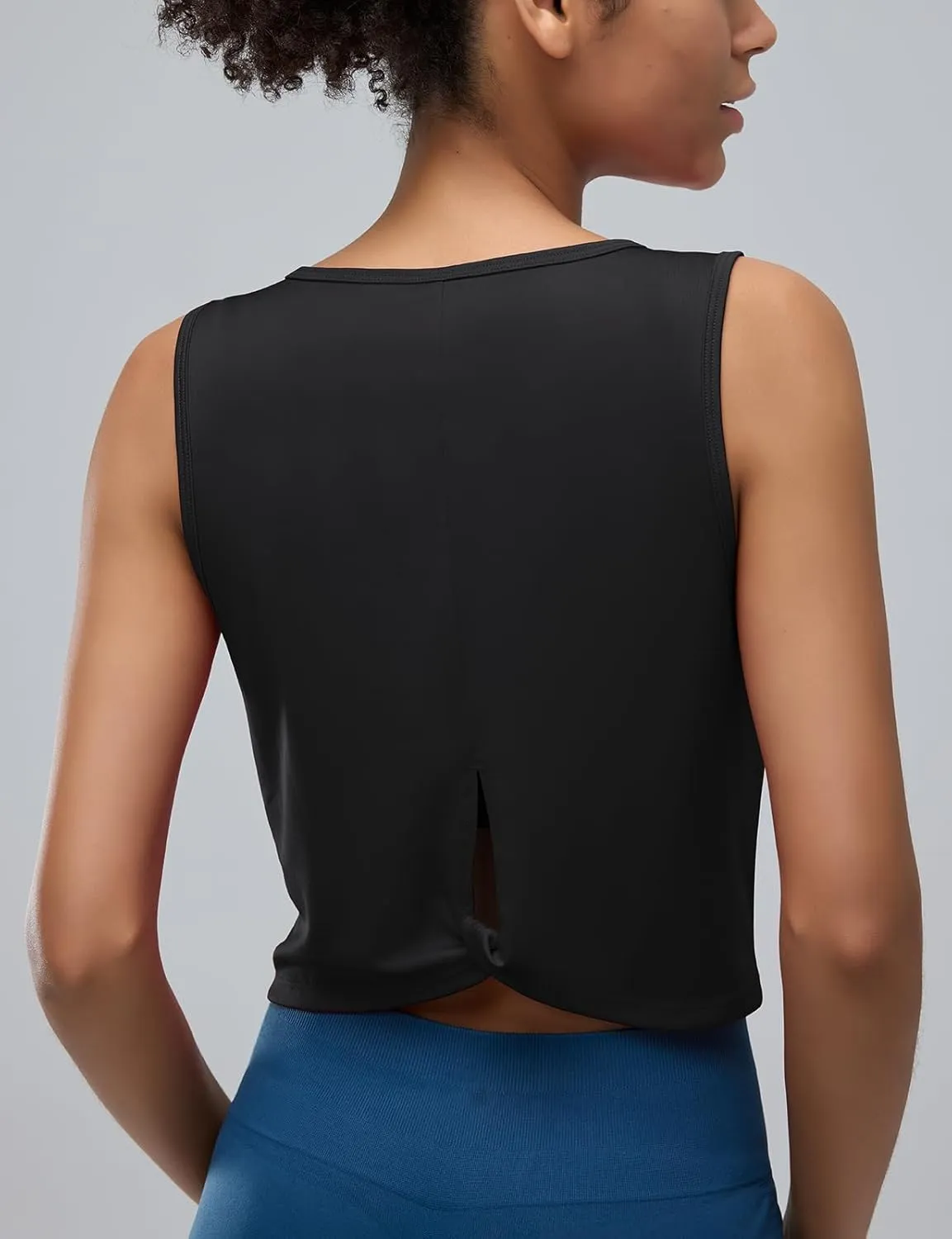 Women's Back-Knotted Workout Crop Tank Tops Athletic Sleeveless Cute Gym Shirts Running