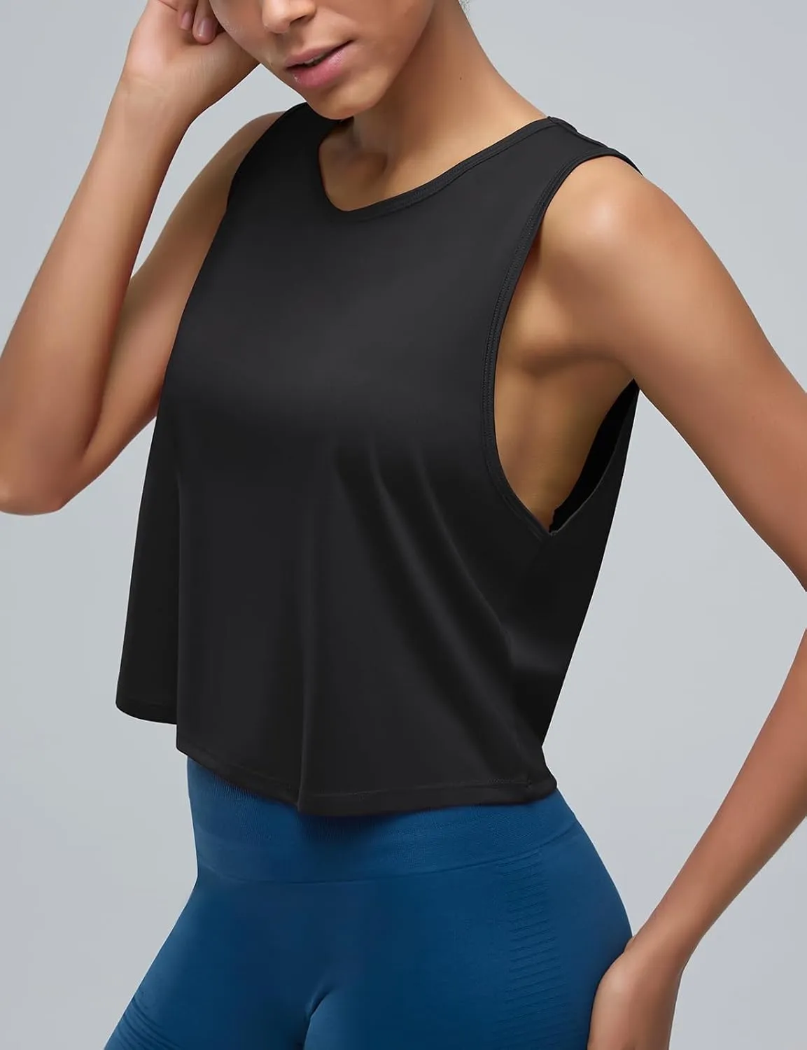 Women's Back-Knotted Workout Crop Tank Tops Athletic Sleeveless Cute Gym Shirts Running