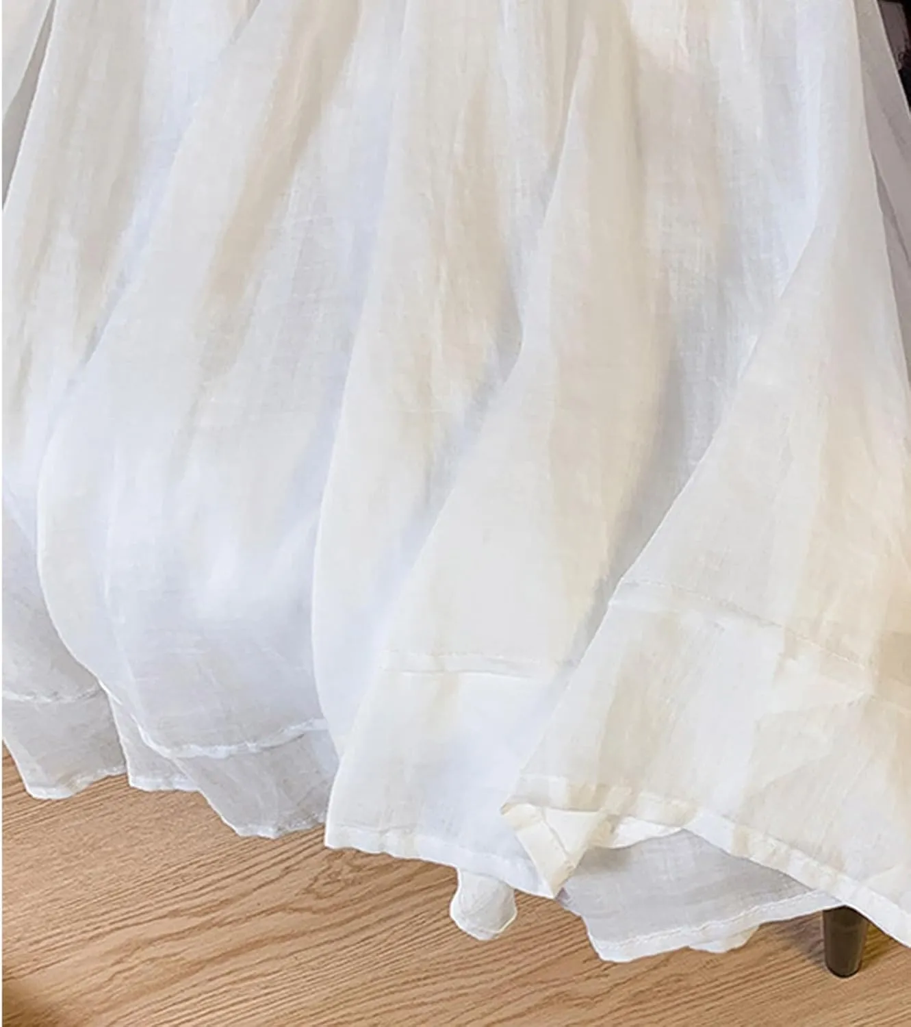 Women's Boho Cotton Linen Long Flowy Skirt High Waist A Line Double Layer Casual Elegant Flowy Swing Maxi Skirts