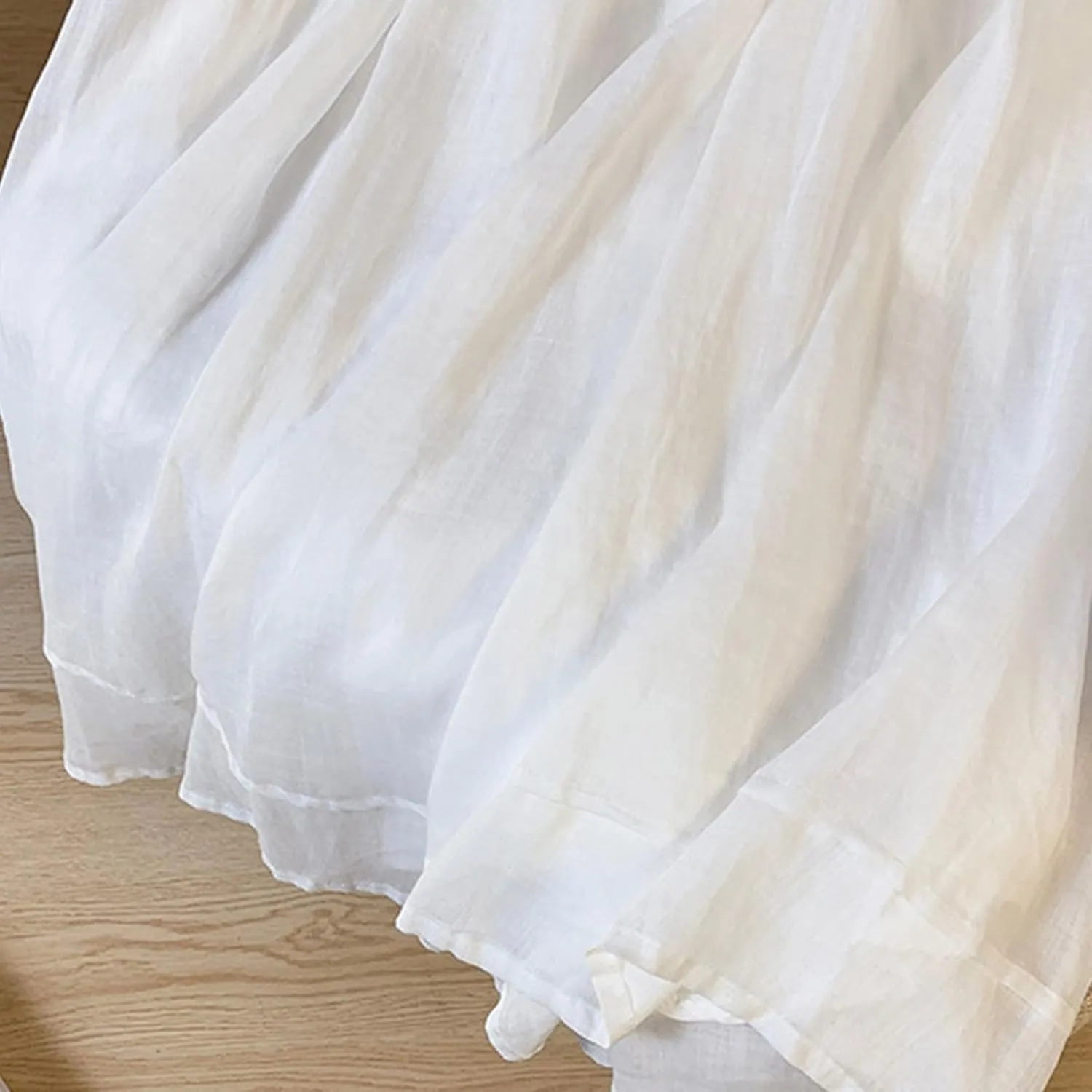 Women's Boho Cotton Linen Long Flowy Skirt High Waist A Line Double Layer Casual Elegant Flowy Swing Maxi Skirts