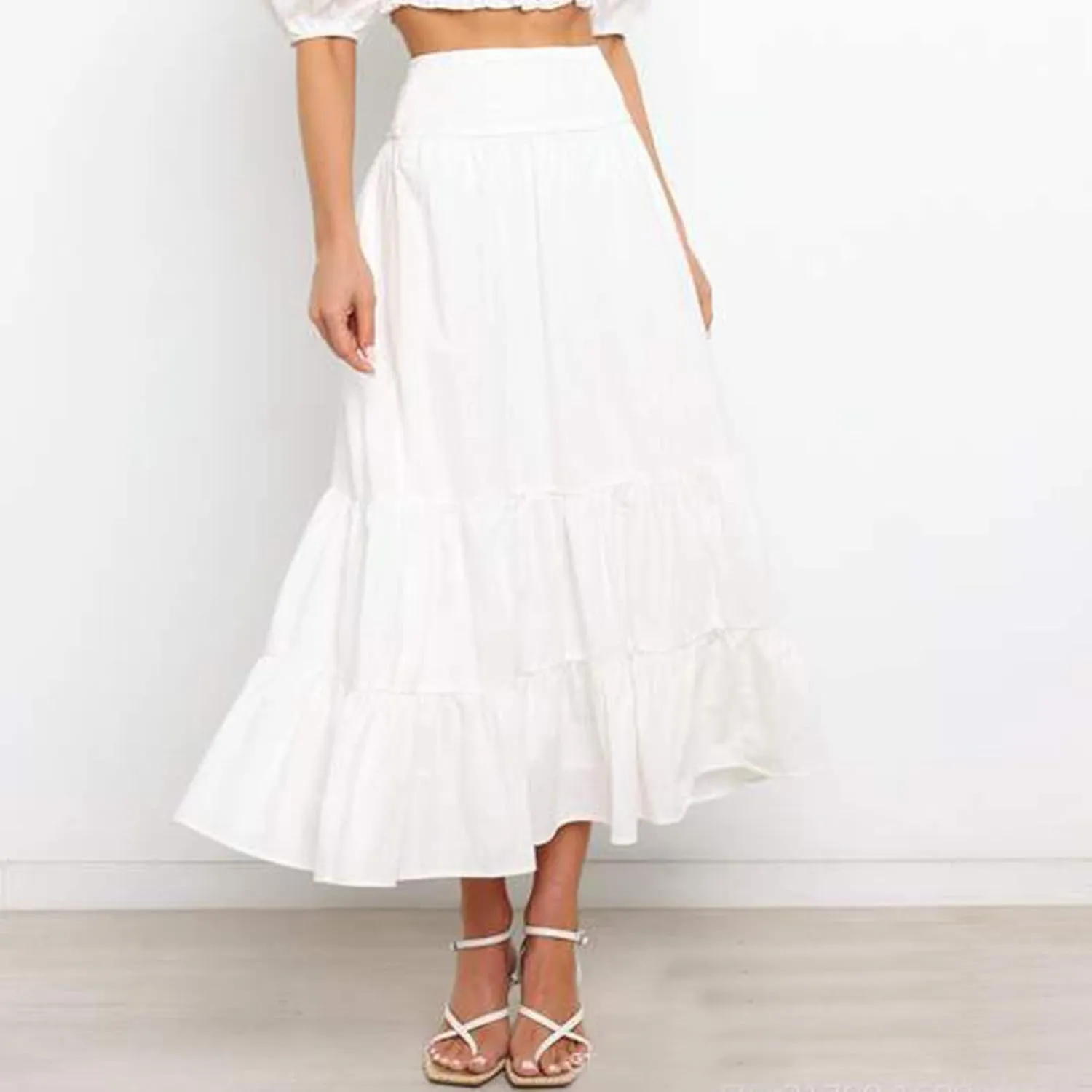 Womens Casual Fashion Stretch Skirt Womens Skirts Pleated A-Line Swing Skirt Vintage Irregular Midi Skirts