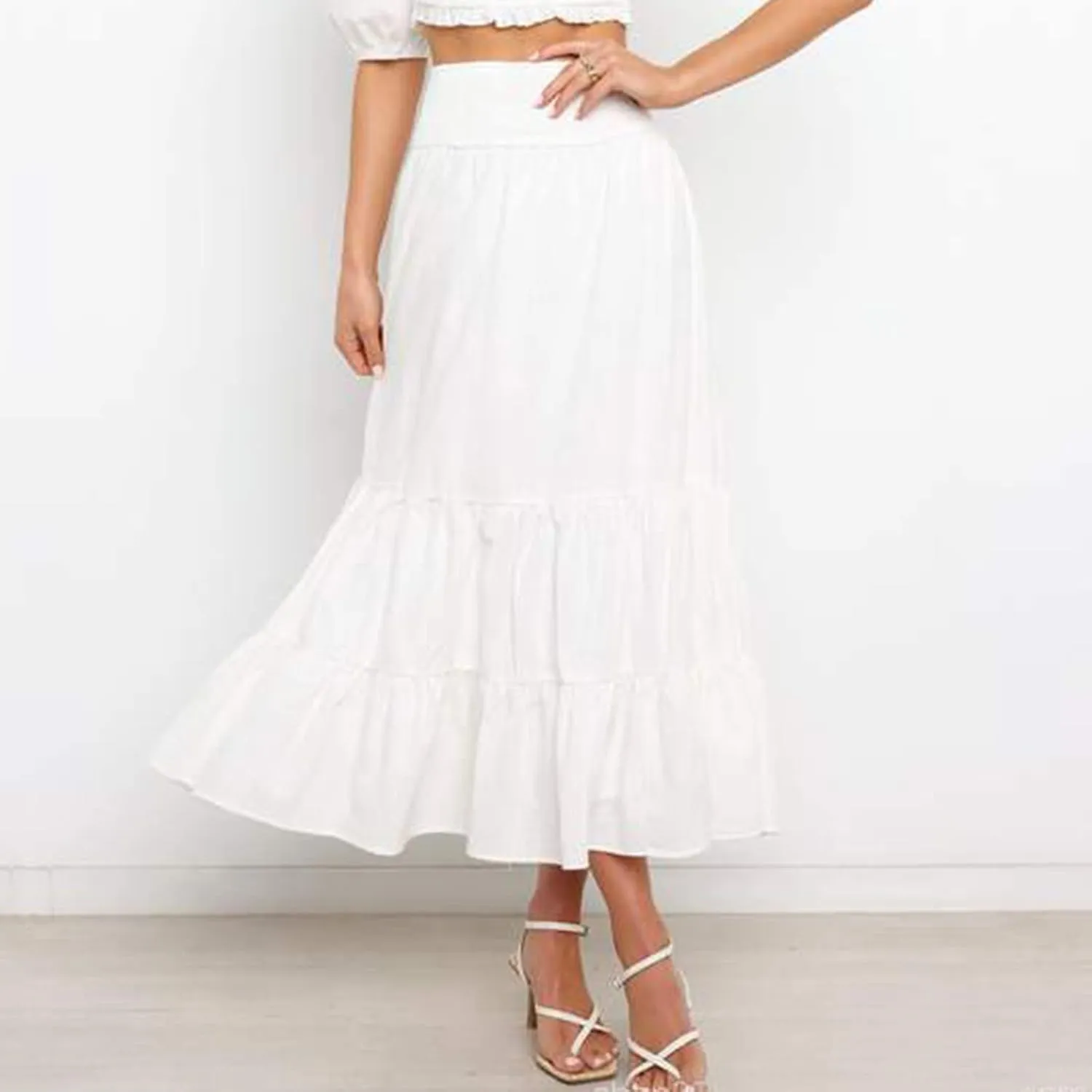Womens Casual Fashion Stretch Skirt Womens Skirts Pleated A-Line Swing Skirt Vintage Irregular Midi Skirts