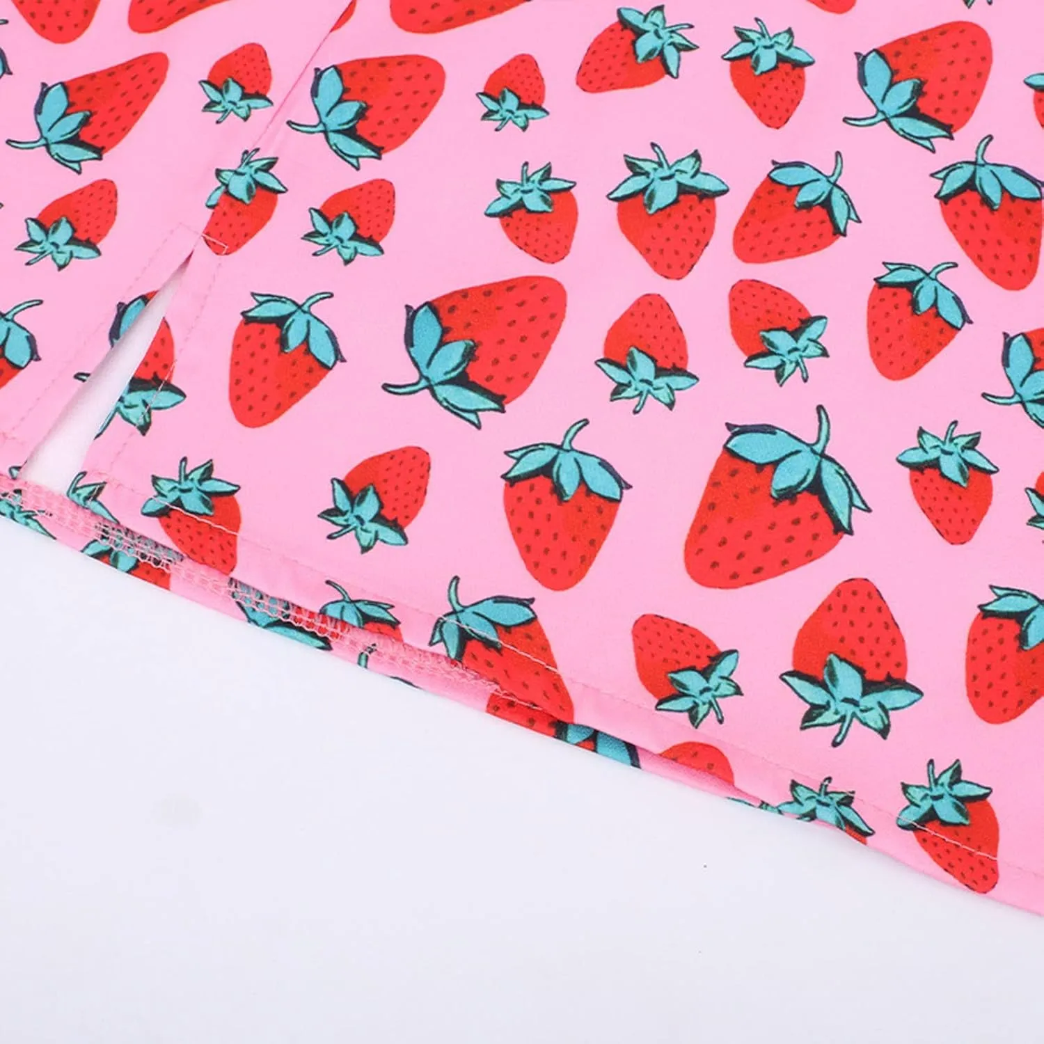 Women's Casual Strawberry Printing Skirt Slim Fit Bodycon Hip Wrap Skirt High Waist Side Split Short Skirt