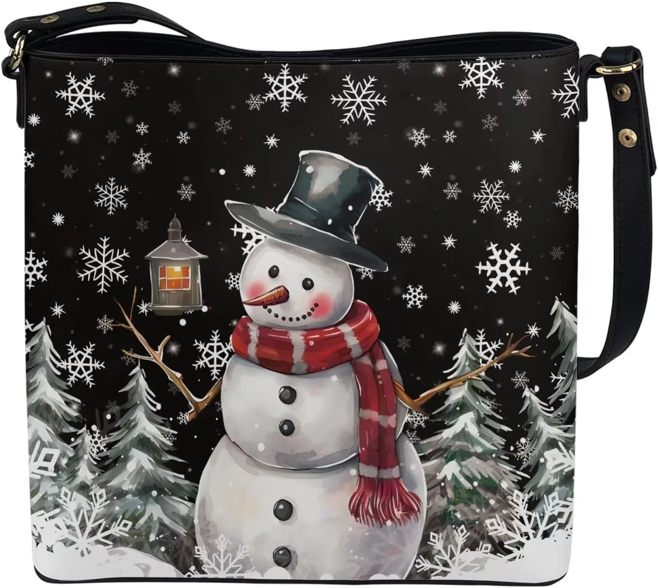 Womens Christmas Tote Bags with Detachable Strap and Compatments for Ladies Large Crossbody Shoulder Satchel
