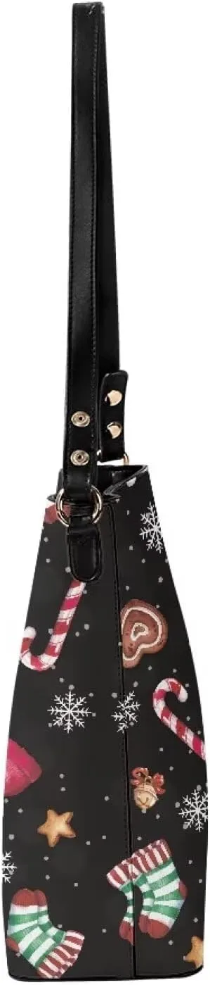 Womens Christmas Tote Bags with Detachable Strap and Compatments for Ladies Large Crossbody Shoulder Satchel