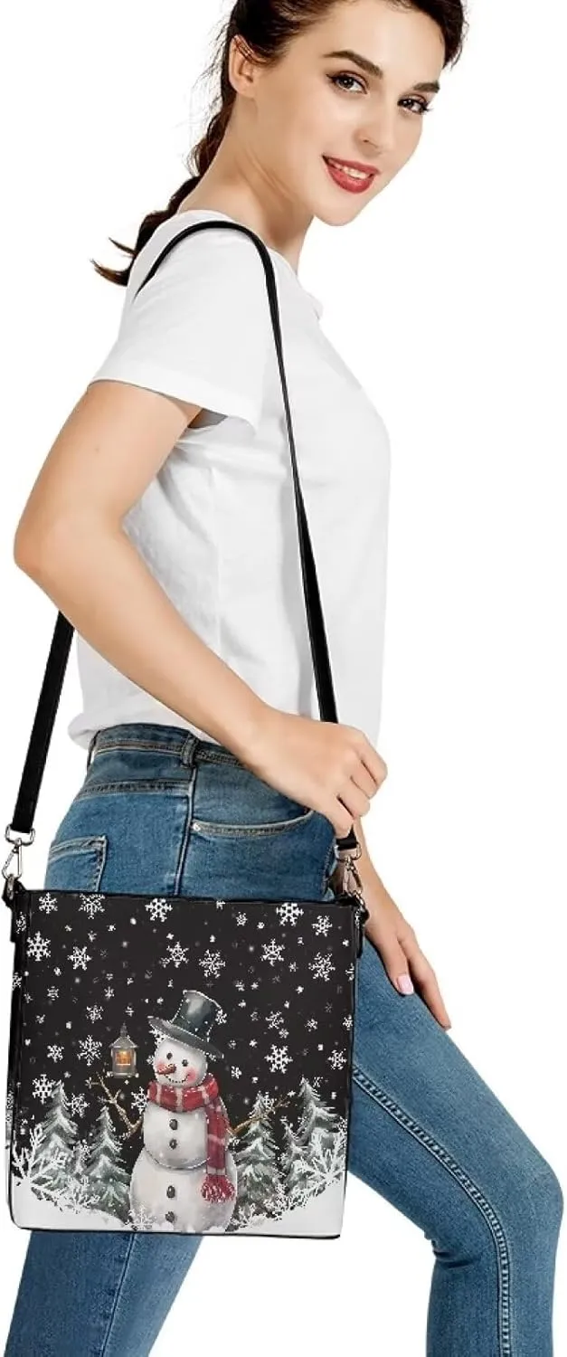 Womens Christmas Tote Bags with Detachable Strap and Compatments for Ladies Large Crossbody Shoulder Satchel