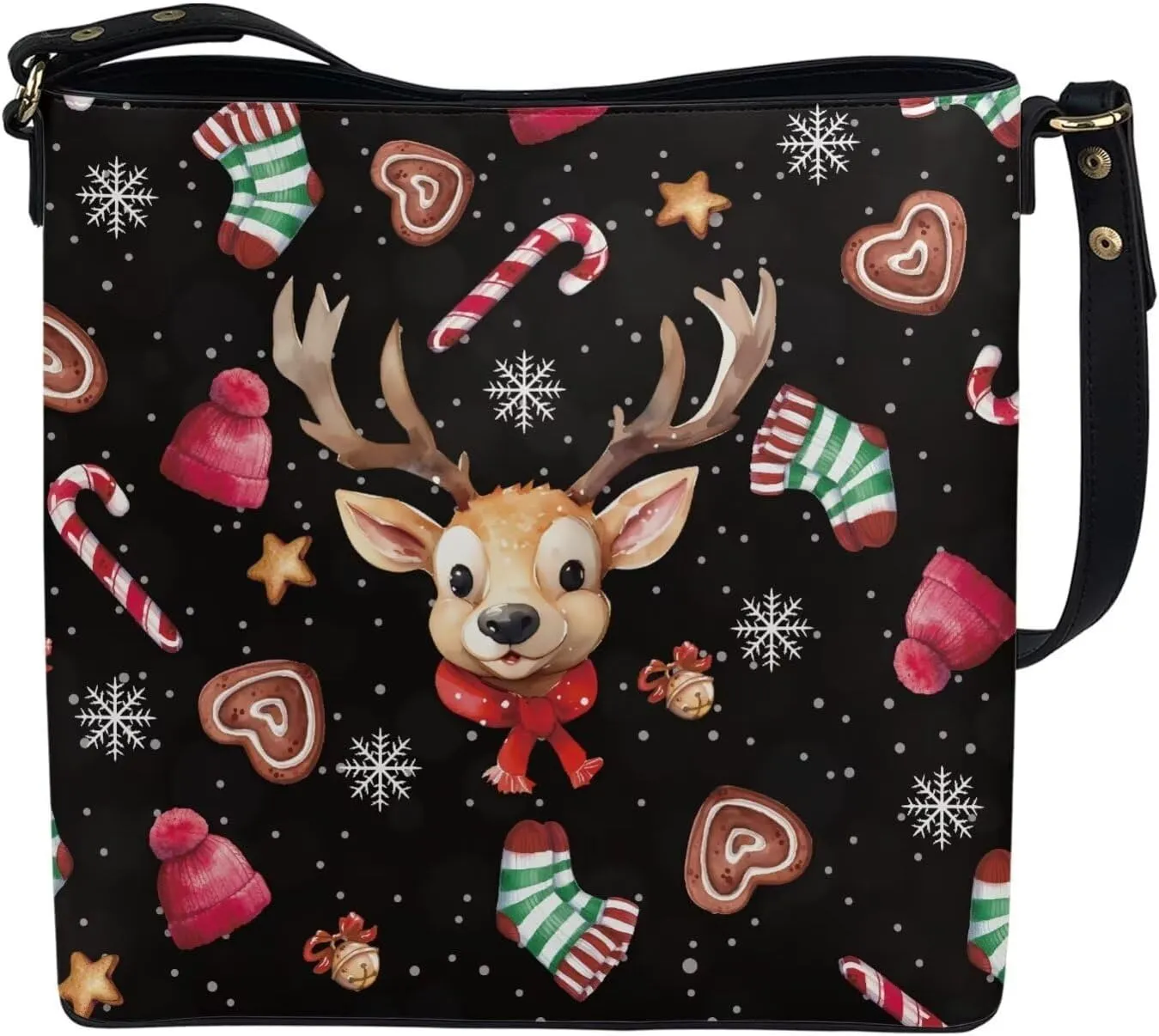 Womens Christmas Tote Bags with Detachable Strap and Compatments for Ladies Large Crossbody Shoulder Satchel