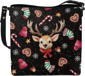 Womens Christmas Tote Bags with Detachable Strap and Compatments for Ladies Large Crossbody Shoulder Satchel