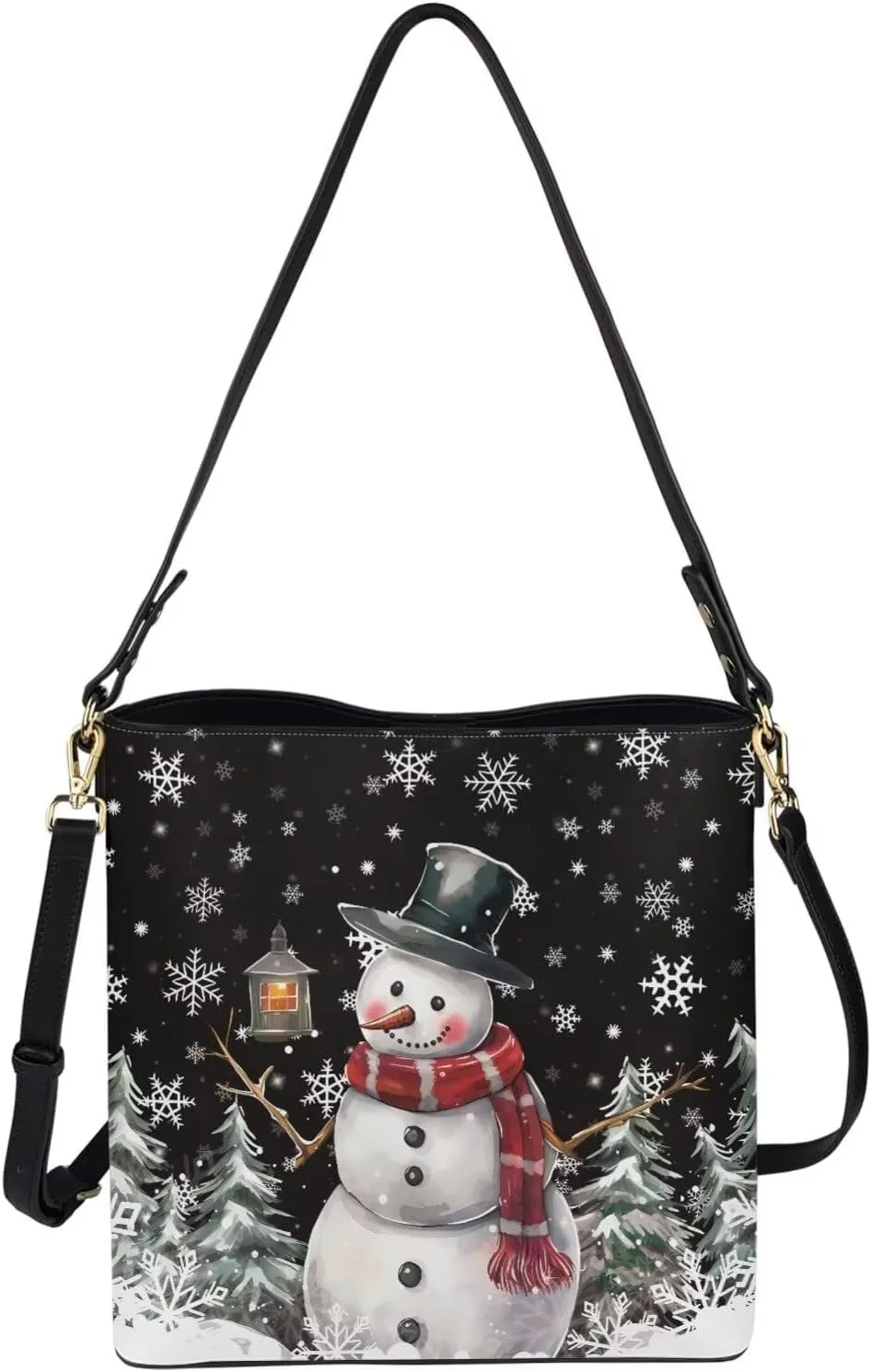 Womens Christmas Tote Bags with Detachable Strap and Compatments for Ladies Large Crossbody Shoulder Satchel