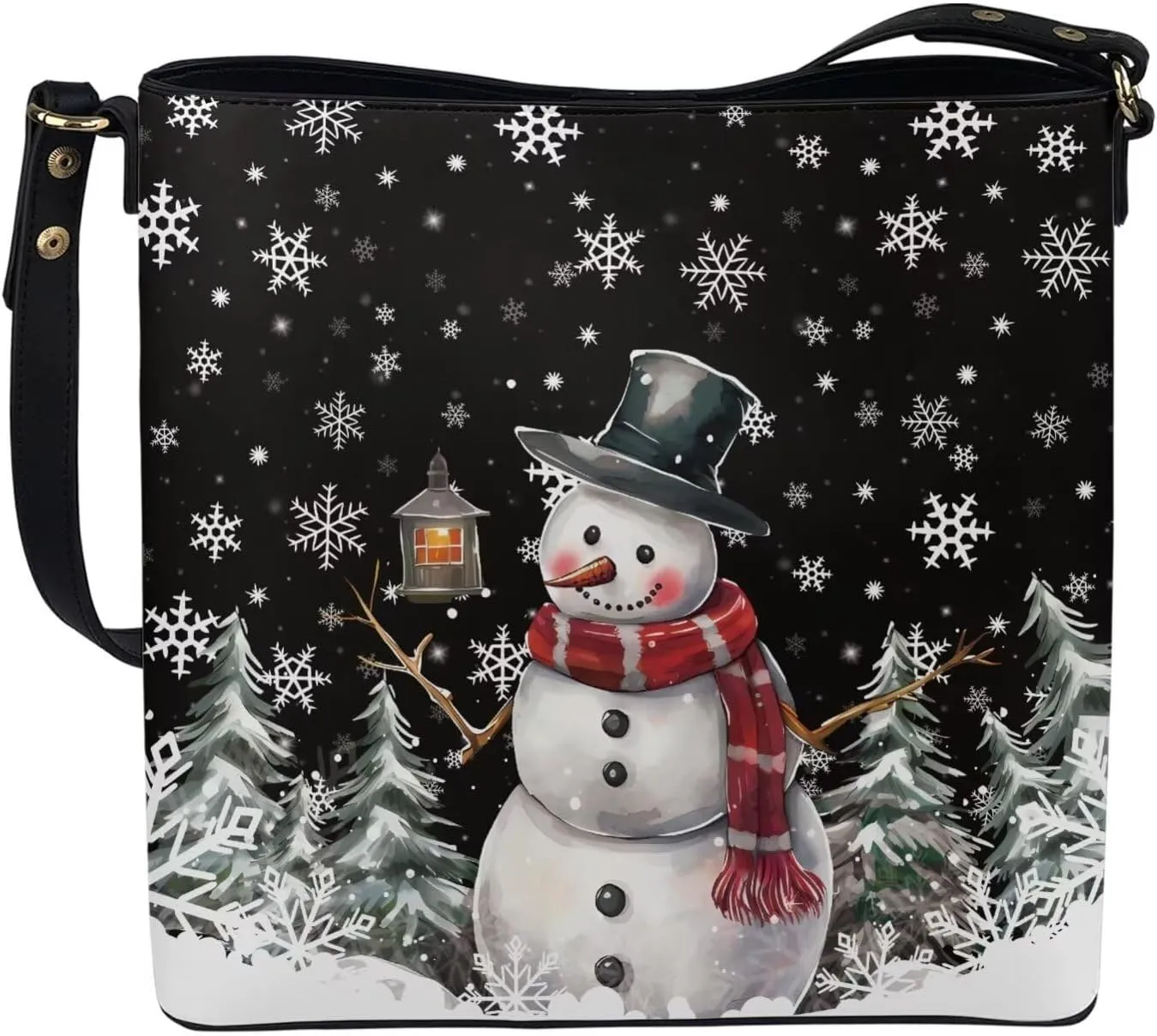Womens Christmas Tote Bags with Detachable Strap and Compatments for Ladies Large Crossbody Shoulder Satchel