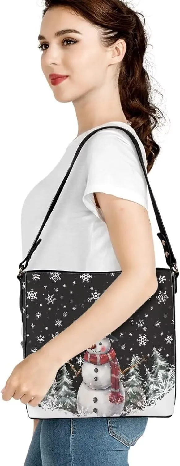 Womens Christmas Tote Bags with Detachable Strap and Compatments for Ladies Large Crossbody Shoulder Satchel