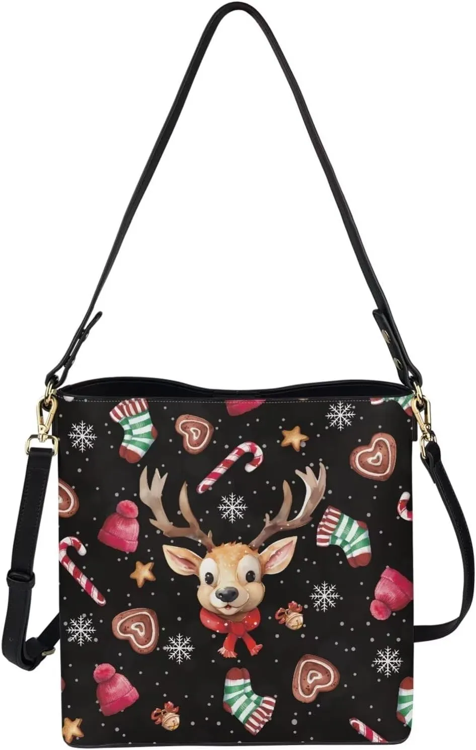 Womens Christmas Tote Bags with Detachable Strap and Compatments for Ladies Large Crossbody Shoulder Satchel