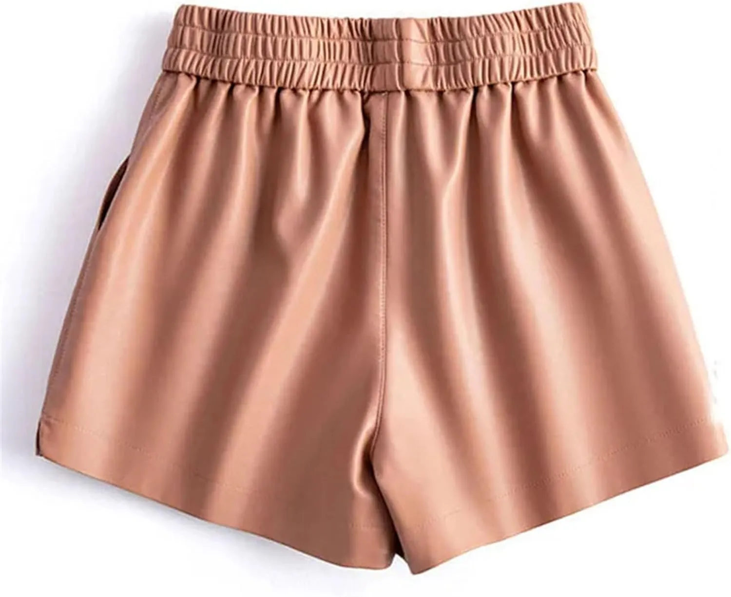 Womens Contrast Stitching Leather Shorts Casual Everyday Hot Pants
