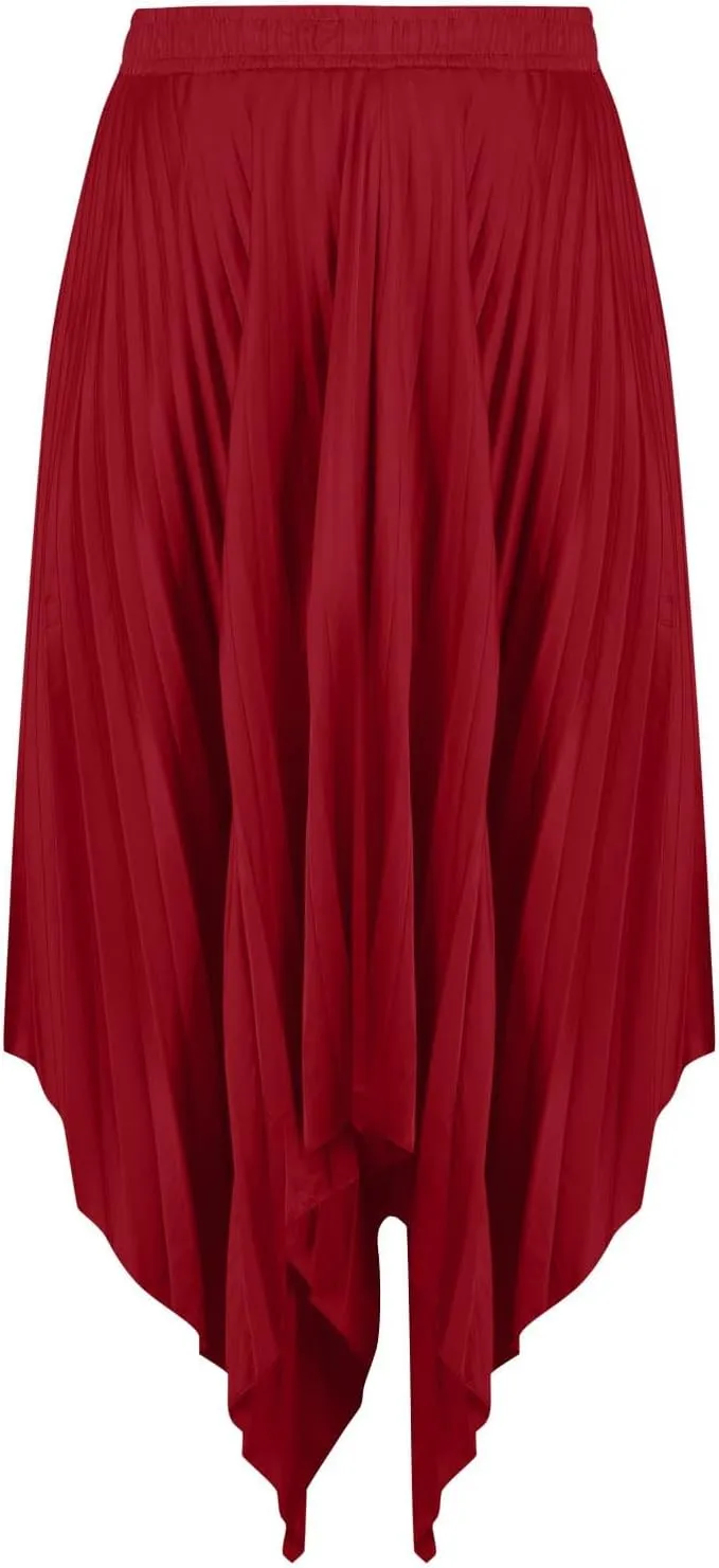 Women's Elegant Skirts High Waisted Pleated A Line Silk Skirts Irregular Flowy Work Skirts Casual Summer Midi Skirts