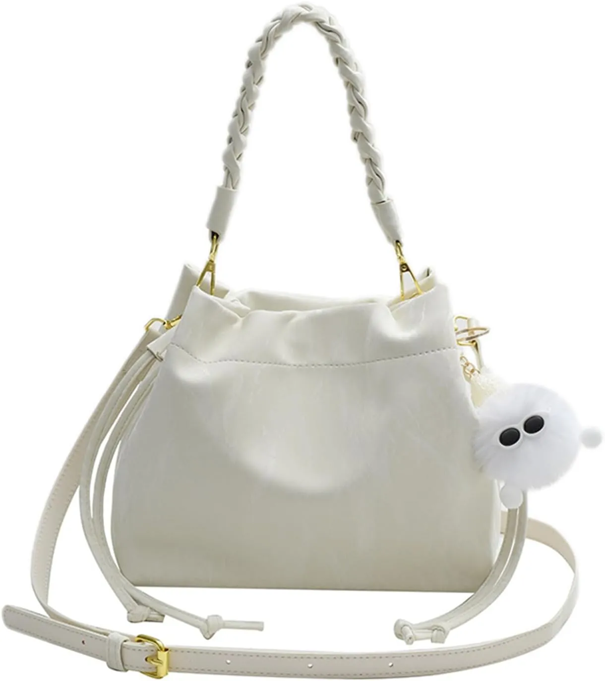 Women's Fashion Bucket Shoulder Bag PU Leather Simple Top Handle Crossbody Bag Casual Satchel Daily Use Handbag Pursebag1857OWOISS