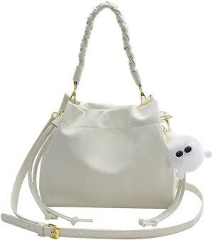 Women's Fashion Bucket Shoulder Bag PU Leather Simple Top Handle Crossbody Bag Casual Satchel Daily Use Handbag Pursebag1857OWOISS