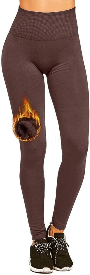 Women's Fleece Lined Leggings Thermal High Waist Tummy Control Yoga Pants Winter Slimming Workout Running Pants