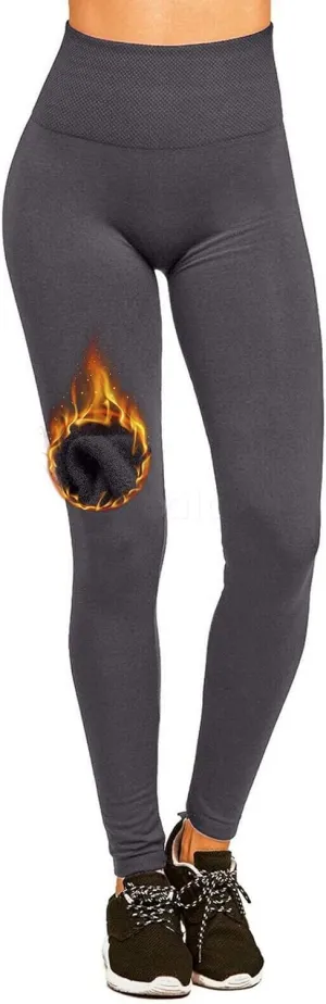 Women's Fleece Lined Leggings Thermal High Waist Tummy Control Yoga Pants Winter Slimming Workout Running Pants
