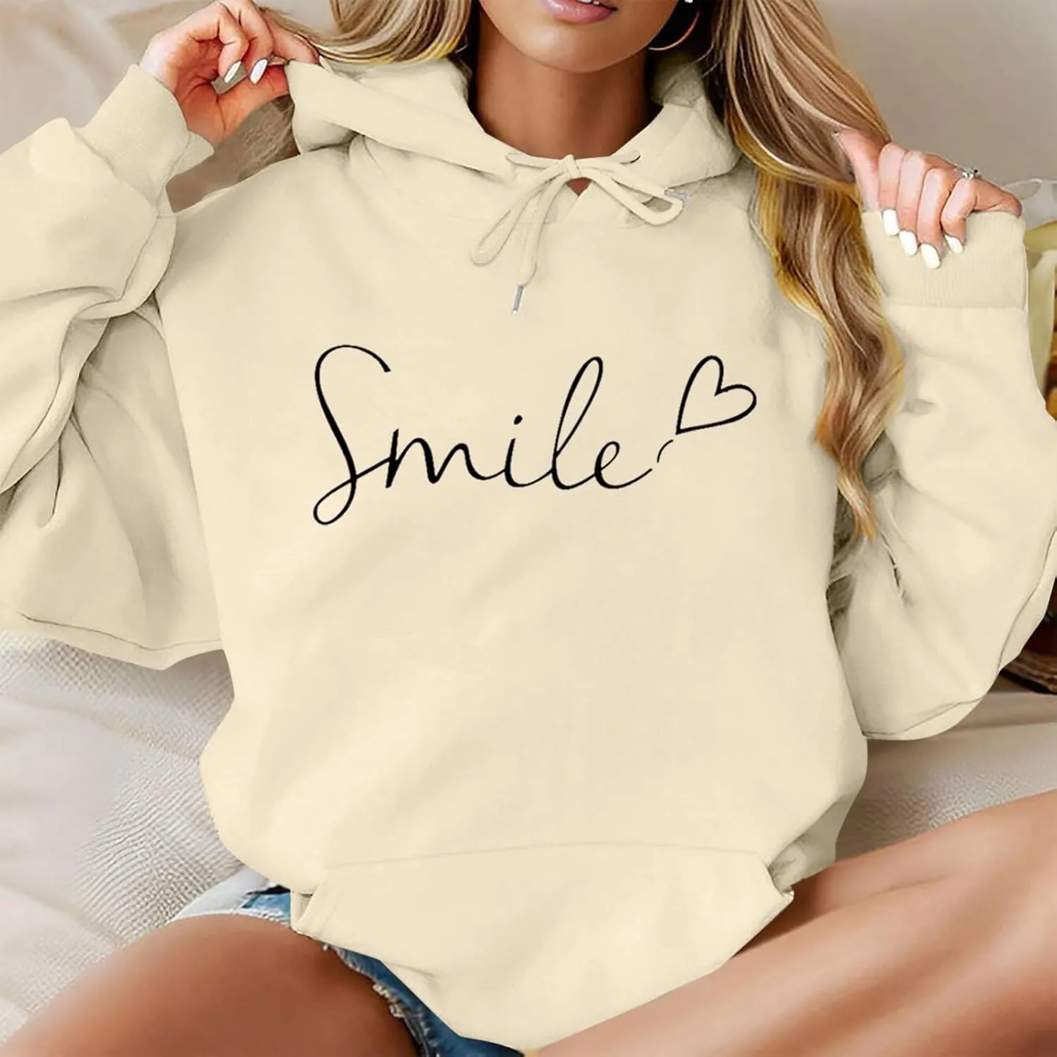 Womens Hooded Sweater Fashion Hoodies Oversized Sweatshirts Fall Pullover Loose Sweatshirt with Pocket Trendy