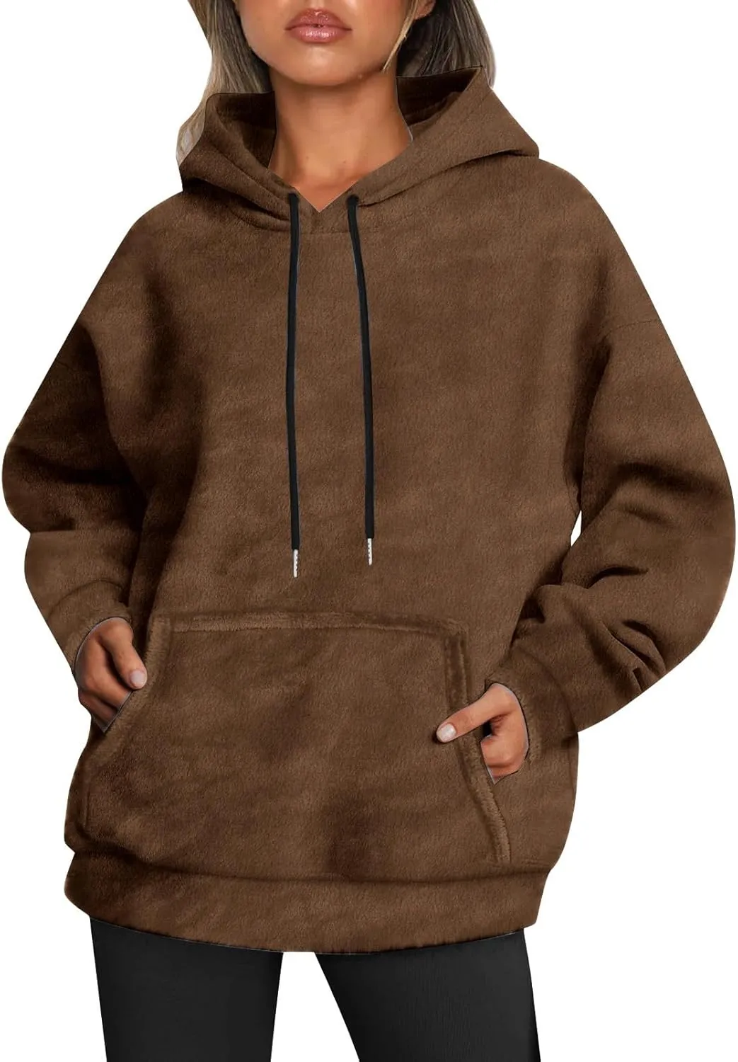 Women's Hooded Sweater Oversized Hoodies 2024 Trendy Basic Solid Loose Sweatshirt Fall Clothes Pullover with