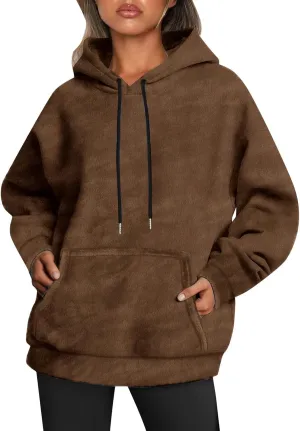 Women's Hooded Sweater Oversized Hoodies 2024 Trendy Basic Solid Loose Sweatshirt Fall Clothes Pullover with