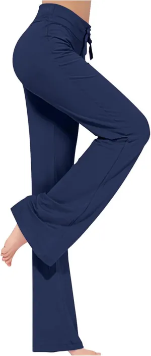 Women's Loose High Waist Wide Leg Yoga Pants Workout Leggings Casual Modal Long Trousers Gym Pants