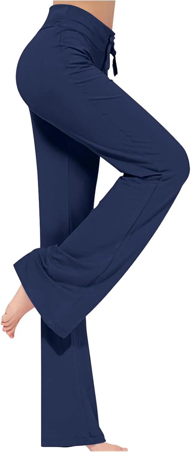 Women's Loose High Waist Wide Leg Yoga Pants Workout Leggings Casual Modal Long Trousers Gym Pants