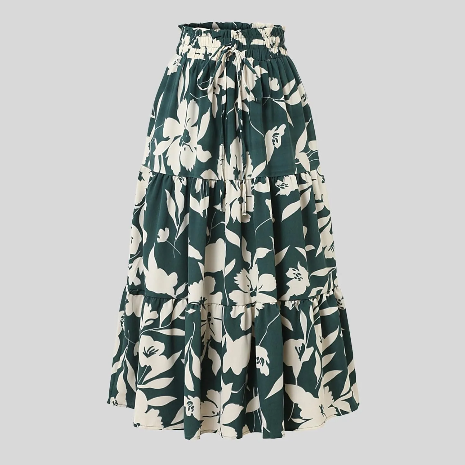 Womens Maxi Skirts Casual Drawstring High Slim Waist Flowy Summer Casual Elegant Beach Vacation Floral 2025