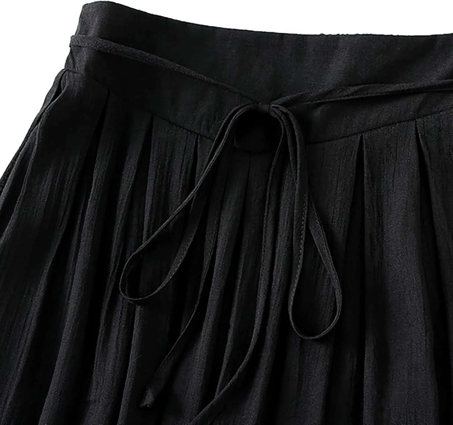 Womens Midi Length Summer Skirts Casual Solid Spring Trendy Pleated Swing Sexy Women Skirts Lace Up Cute Beach