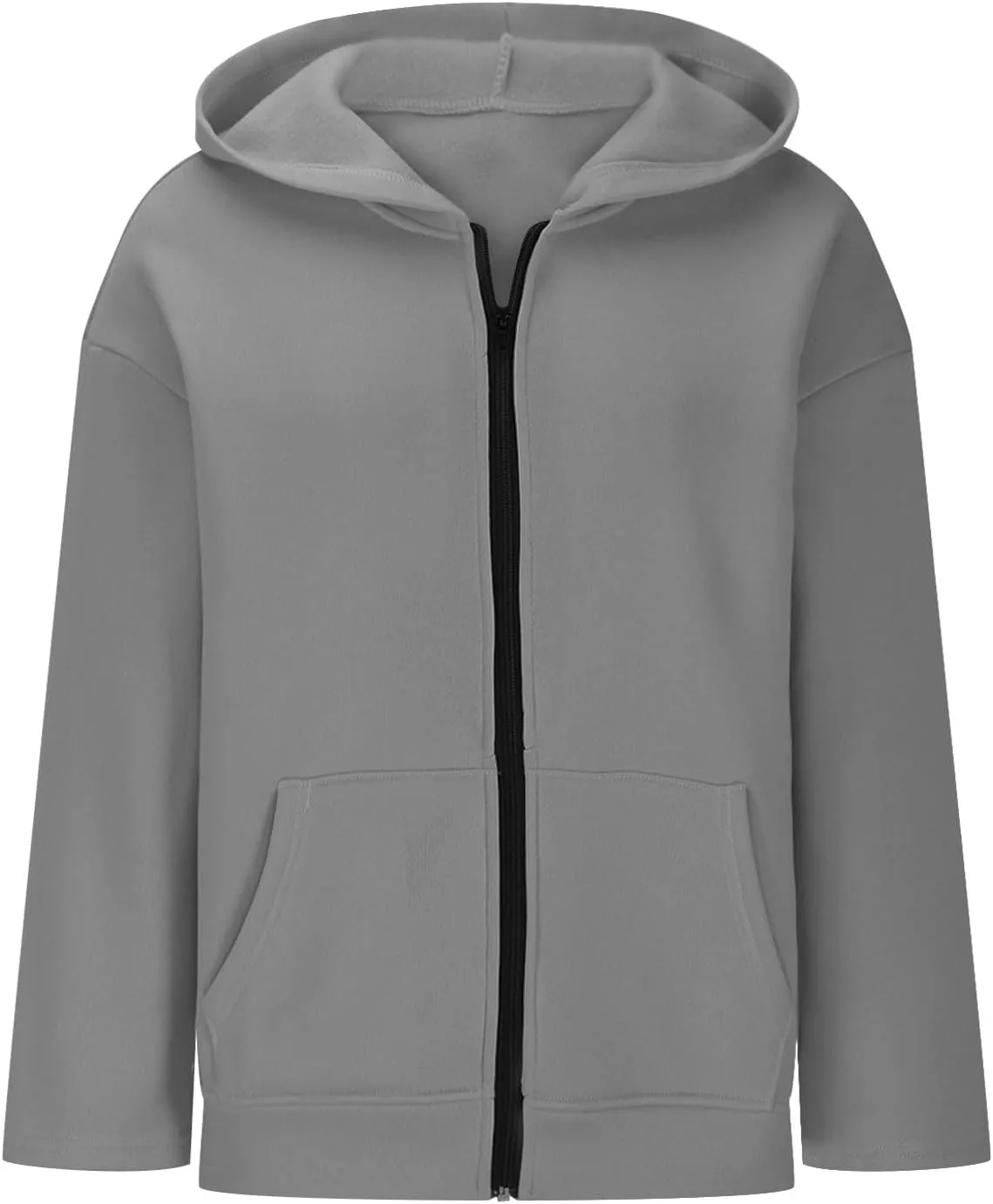 Women's Oversized Hoodies for Women Zip Up Long Sleeve Sweatshirt Casual Plain Hooded Jackets Cute Coat with Pockets