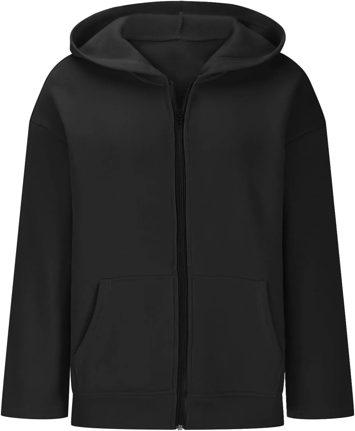 Women's Oversized Hoodies for Women Zip Up Long Sleeve Sweatshirt Casual Plain Hooded Jackets Cute Coat with Pockets